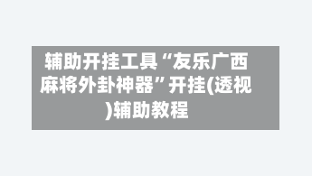 辅助开挂工具“友乐广西麻将外卦神器	”开挂(透视)辅助教程-第1张图片