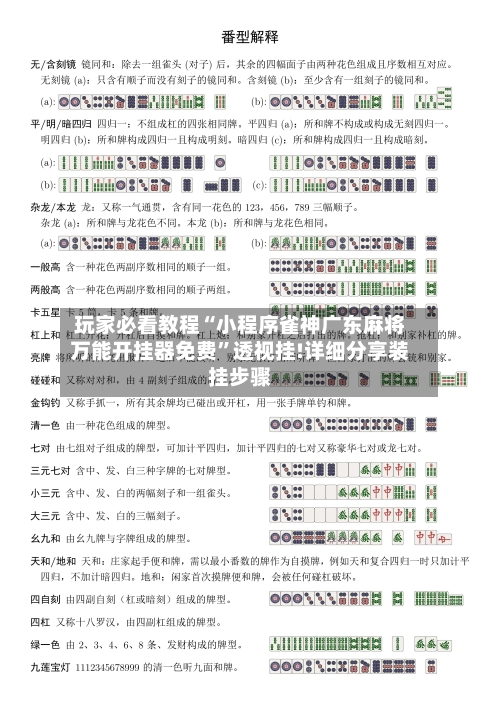 玩家必看教程“小程序雀神广东麻将万能开挂器免费”透视挂!详细分享装挂步骤-第1张图片
