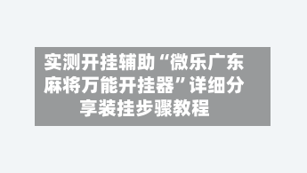 实测开挂辅助“微乐广东麻将万能开挂器	”详细分享装挂步骤教程-第2张图片
