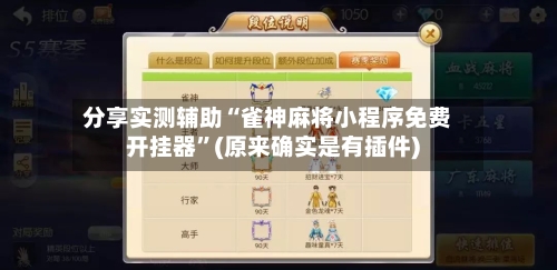 分享实测辅助“雀神麻将小程序免费开挂器”(原来确实是有插件)-第2张图片