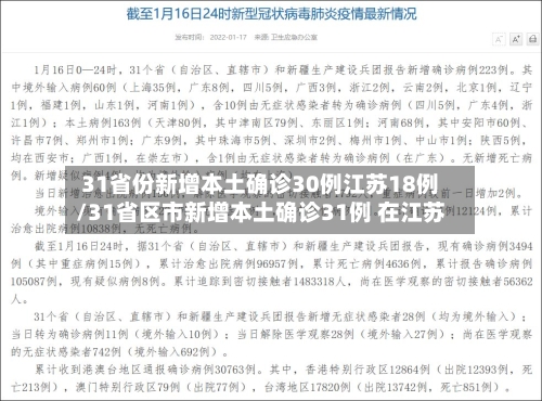 31省份新增本土确诊30例江苏18例/31省区市新增本土确诊31例 在江苏-第1张图片