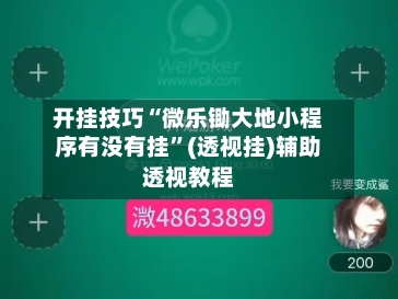 开挂技巧“微乐锄大地小程序有没有挂	”(透视挂)辅助透视教程-第1张图片