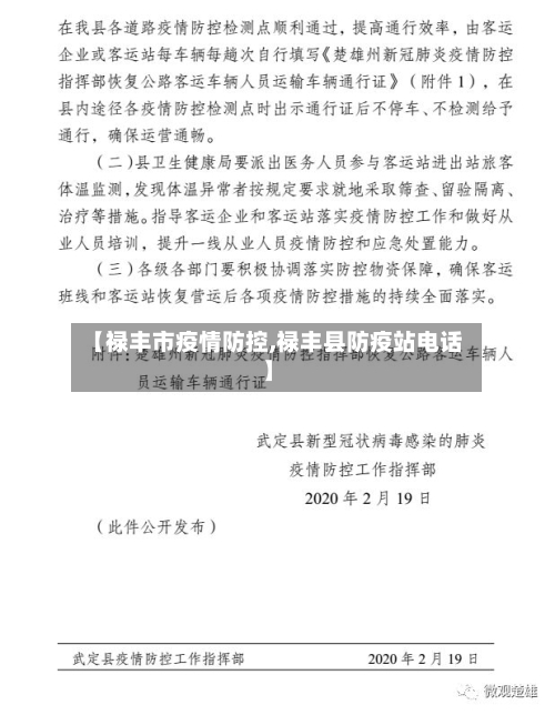 【禄丰市疫情防控,禄丰县防疫站电话】-第1张图片