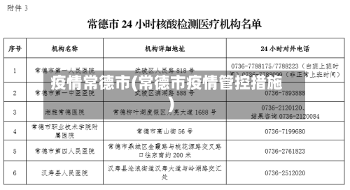 疫情常德市(常德市疫情管控措施)-第1张图片