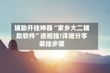 辅助开挂神器“家乡大二辅助软件	”透视挂!详细分享装挂步骤-第2张图片