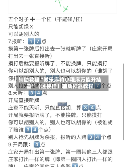 辅助教程“微乐麻将小程序万能开挂器”（透视挂）辅助神器教程-第2张图片