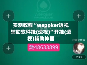 实测教程“wepoker透视辅助软件挂(透视)”开挂(透视)辅助神器-第1张图片