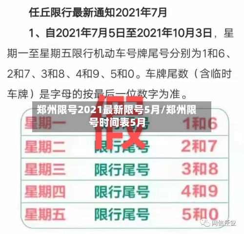 郑州限号2021最新限号5月/郑州限号时间表5月-第3张图片