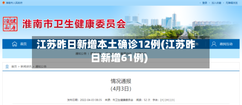 江苏昨日新增本土确诊12例(江苏昨日新增61例)-第1张图片