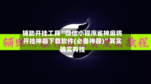 辅助开挂工具“微信小程序雀神麻将开挂神器下载软件(必备神器)”其实确实有挂-第3张图片