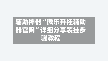 辅助神器“微乐开挂辅助器官网”详细分享装挂步骤教程-第1张图片