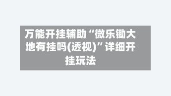 万能开挂辅助“微乐锄大地有挂吗(透视)	”详细开挂玩法-第1张图片