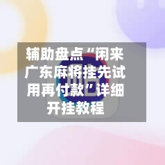 辅助盘点“闲来广东麻将挂先试用再付款”详细开挂教程-第2张图片