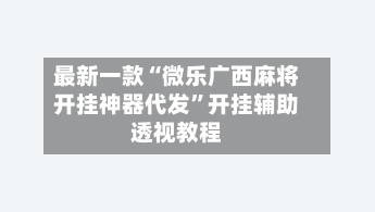 最新一款“微乐广西麻将开挂神器代发”开挂辅助透视教程-第3张图片