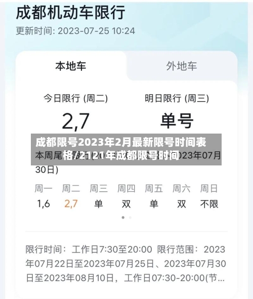成都限号2023年2月最新限号时间表格/2121年成都限号时间-第2张图片