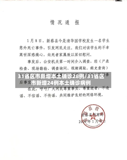 31省区市新增本土确诊28例/31省区市新增24例本土确诊病例-第1张图片