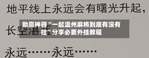 助赢神器“一起温州麻将到底有没有挂”分享必要外挂教程-第2张图片
