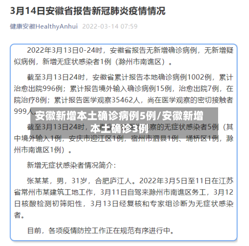 安徽新增本土确诊病例5例/安徽新增本土确诊3例-第1张图片