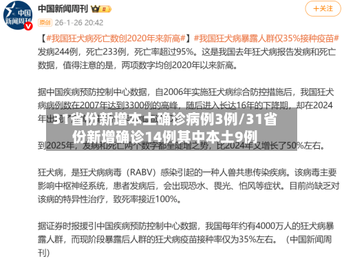 31省份新增本土确诊病例3例/31省份新增确诊14例其中本土9例-第1张图片