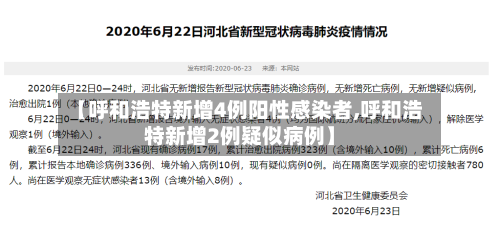 【呼和浩特新增4例阳性感染者,呼和浩特新增2例疑似病例】-第1张图片