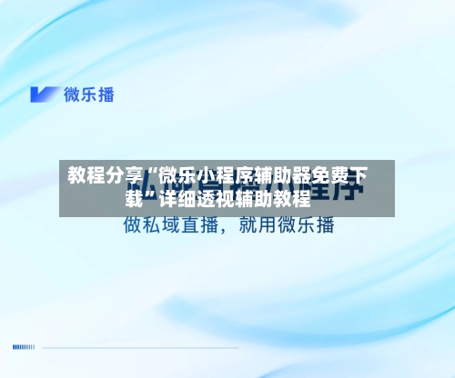 教程分享“微乐小程序辅助器免费下载”详细透视辅助教程-第2张图片