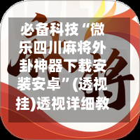 必备科技“微乐四川麻将外卦神器下载安装安卓”(透视挂)透视详细教程-第2张图片