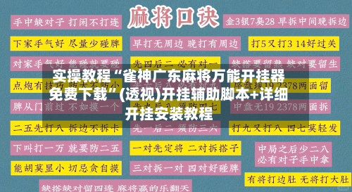 实操教程“雀神广东麻将万能开挂器免费下载”(透视)开挂辅助脚本+详细开挂安装教程-第3张图片