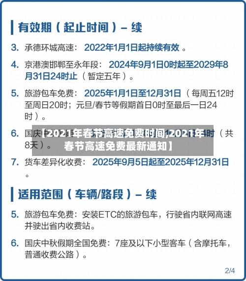 【2021年春节高速免费时间,2021年春节高速免费最新通知】-第2张图片