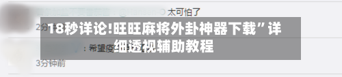 18秒详论!旺旺麻将外卦神器下载”详细透视辅助教程-第2张图片