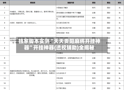 独家脚本实测“天天贵阳麻将开挂神器	”开挂神器{透视辅助}全揭秘-第2张图片