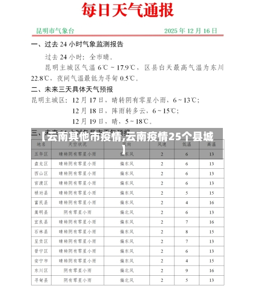 【云南其他市疫情,云南疫情25个县城】-第1张图片