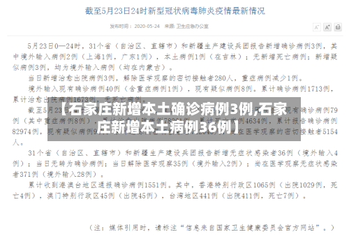 【石家庄新增本土确诊病例3例,石家庄新增本土病例36例】-第1张图片