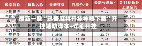 最新一款“迅奇麻将开挂神器下载”开挂辅助脚本+详细开挂-第1张图片