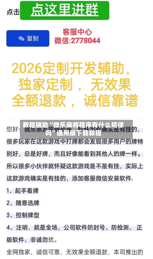 教程辅助“微乐麻将程序有什么规律吗”通用版下载教程-第1张图片