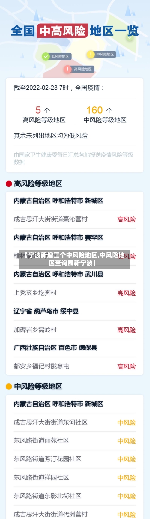 【宁波新增三个中风险地区,中风险地区查询最新宁波】-第2张图片