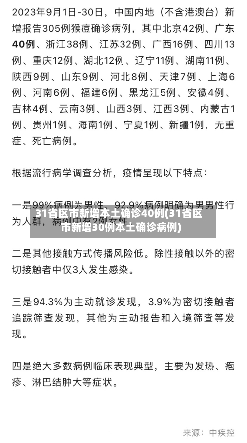31省区市新增本土确诊40例(31省区市新增30例本土确诊病例)-第2张图片