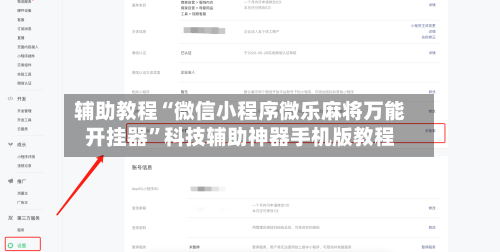 辅助教程“微信小程序微乐麻将万能开挂器”科技辅助神器手机版教程-第2张图片