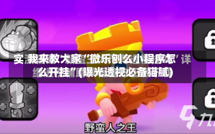 我来教大家“微乐刨么小程序怎么开挂”(曝光透视必备猫腻)-第2张图片