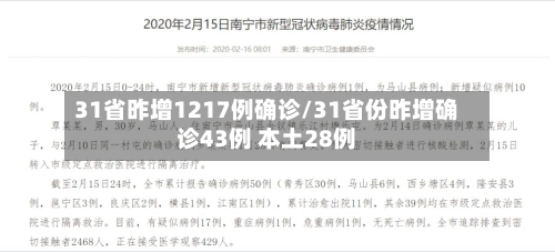 31省昨增1217例确诊/31省份昨增确诊43例 本土28例-第1张图片