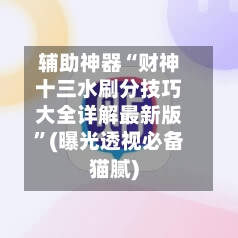 辅助神器“财神十三水刷分技巧大全详解最新版”(曝光透视必备猫腻)-第2张图片
