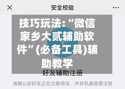 技巧玩法:“微信家乡大贰辅助软件”(必备工具)辅助教学-第3张图片