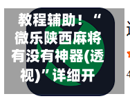 教程辅助！“微乐陕西麻将有没有神器(透视)”详细开挂玩法-第1张图片