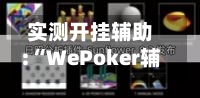 实测开挂辅助:“WePoker辅助开挂	”开挂辅助脚本+详细开挂安装教程-第2张图片