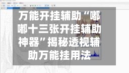 万能开挂辅助“嘟嘟十三张开挂辅助神器”揭秘透视辅助万能挂用法-第1张图片