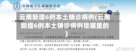 云南新增6例本土确诊病例(云南新增6例本土确诊病例是哪里的)-第1张图片