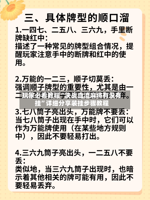 玩家必看教程“决战血流麻将有没有挂”详细分享装挂步骤教程-第2张图片