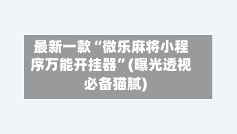 最新一款“微乐麻将小程序万能开挂器”(曝光透视必备猫腻)-第2张图片