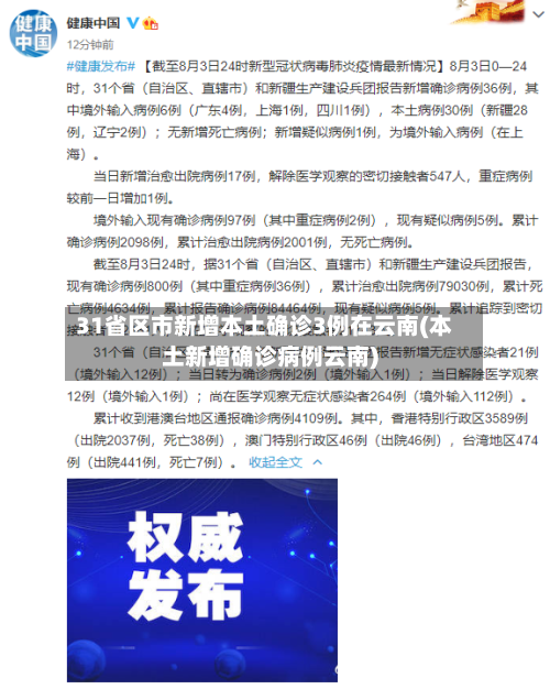 31省区市新增本土确诊3例在云南(本土新增确诊病例云南)-第1张图片