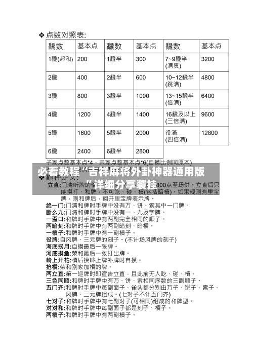 必看教程“吉祥麻将外卦神器通用版”详细分享装挂-第1张图片