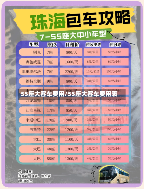 55座大客车费用/55座大客车费用表-第1张图片